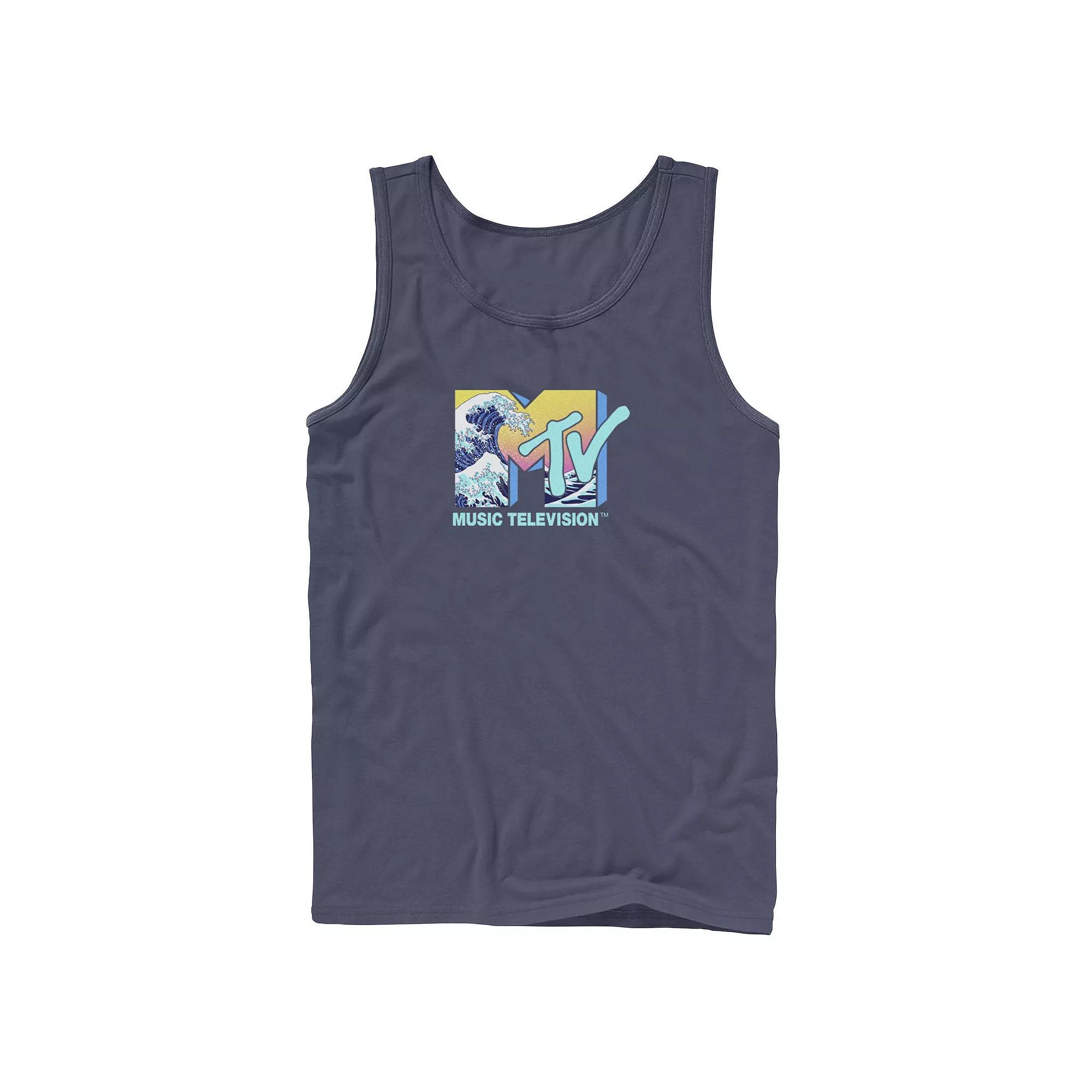 Men's MTV Music Television Wave Logo Fill Tank Top, Boy's, Size: Small, Blue Product Image