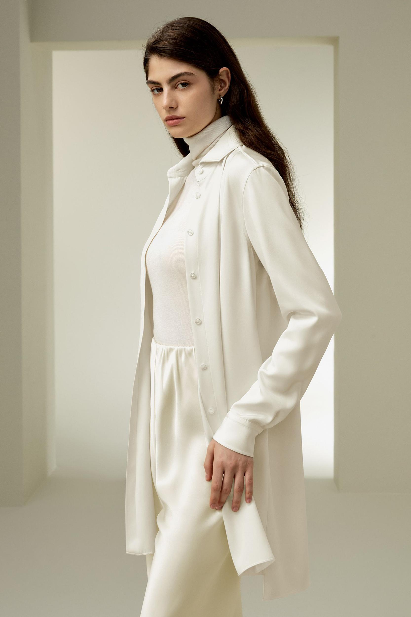 Classic Longline Silk Shirt Product Image