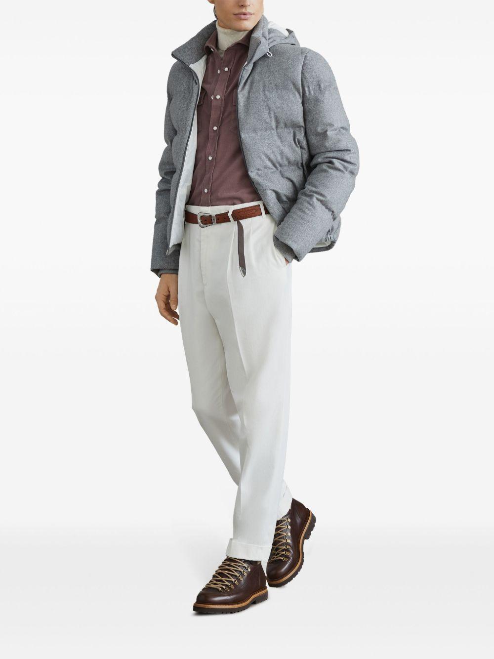 quilted hooded down jacket Product Image
