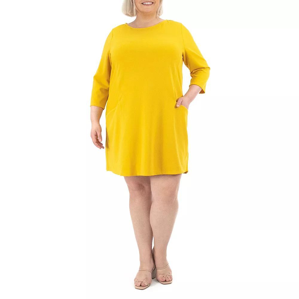 Women's Nina Leonard Solid Sheath Dress, Size: 3XL, Yellow Product Image