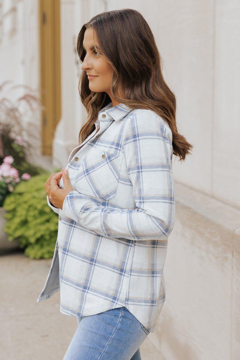 Thread and Supply Navy Plaid Shacket - FINAL SALE Female Product Image