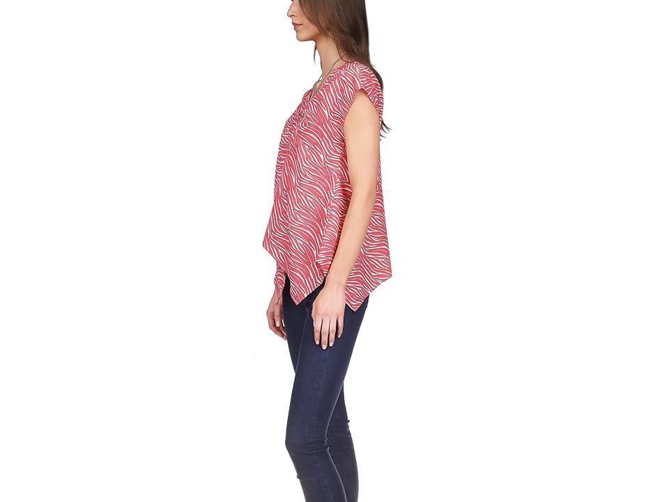 MICHAEL Michael Kors Zebra Hank Hem Chain Top (Geranium) Women's Clothing Product Image