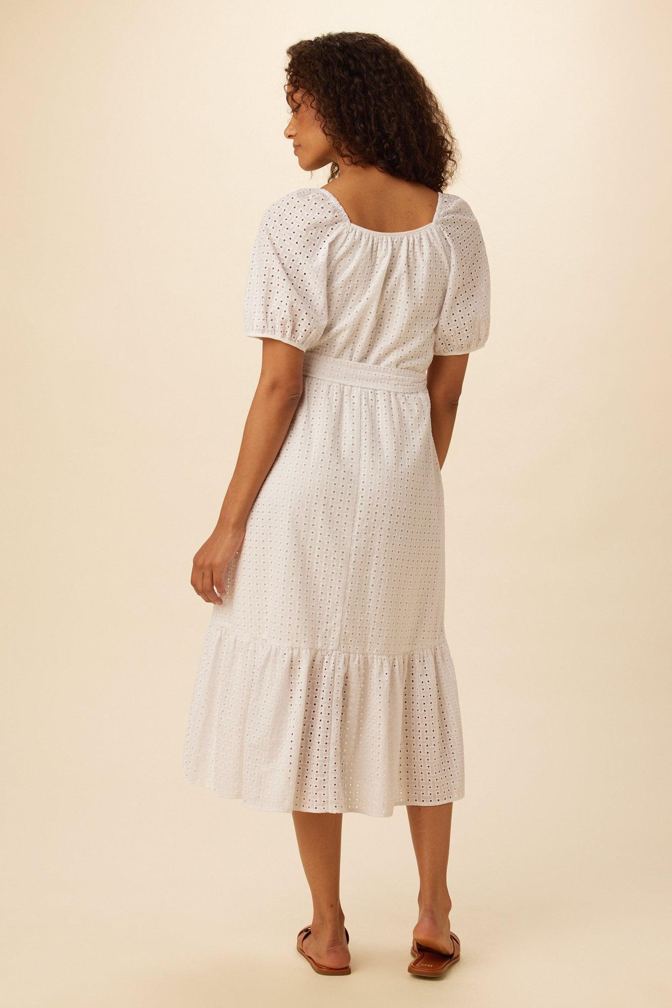 Michelle Cotton Eyelet Dress - White - ReAmour Product Image