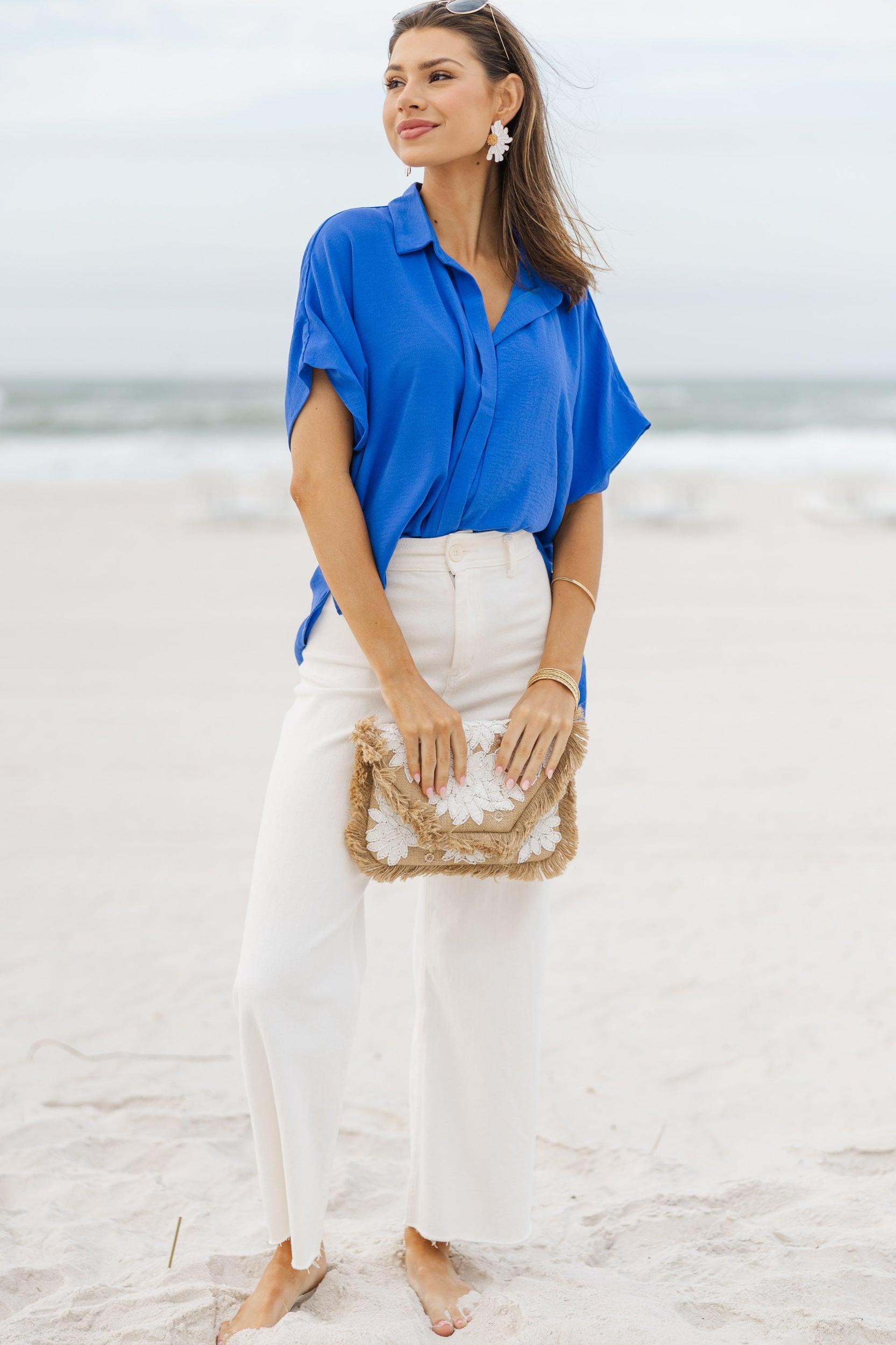 Think It Through Royal Blue Top Female Product Image