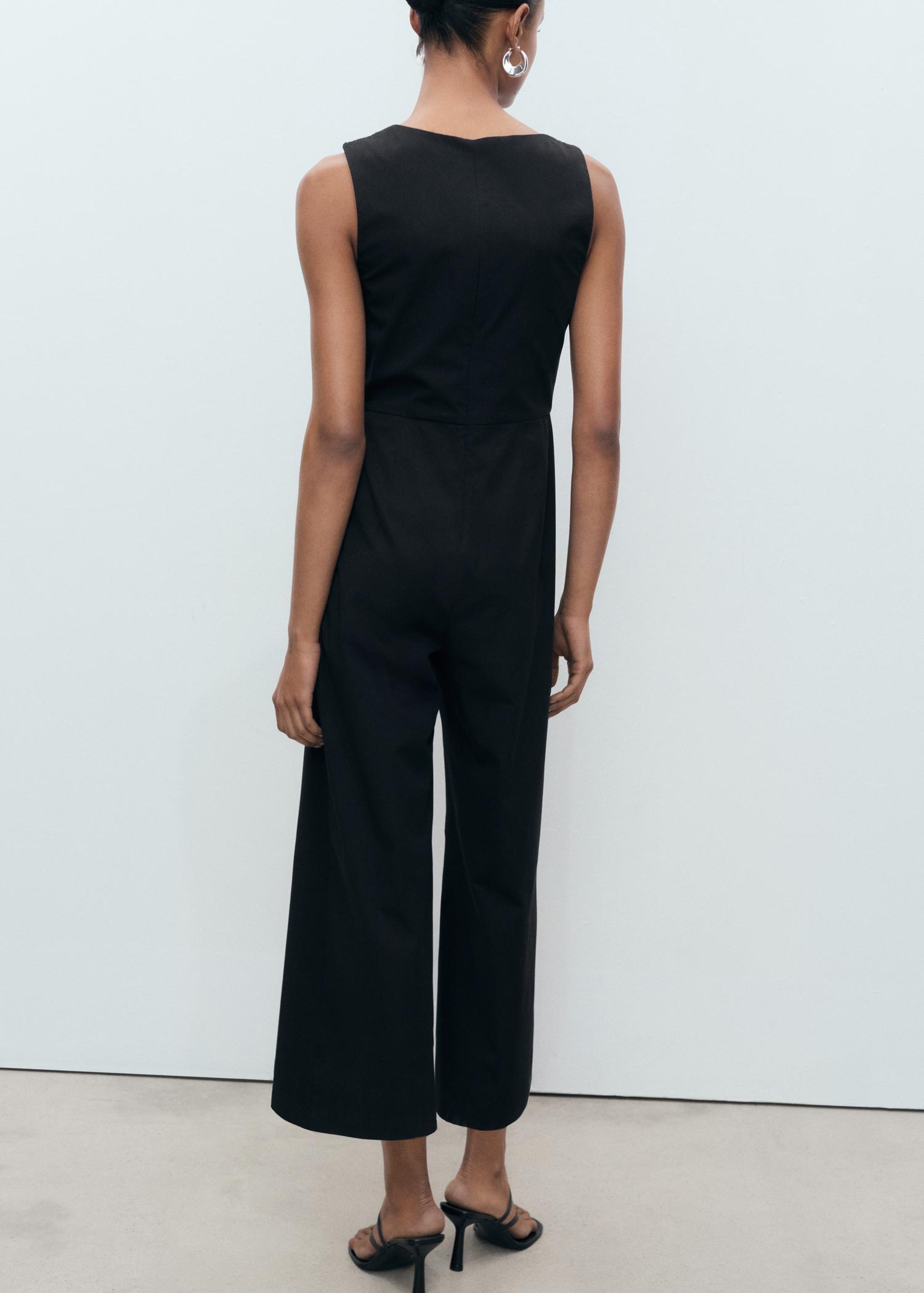 Long culotte jumpsuit with draped neck - Women | MANGO USA Product Image