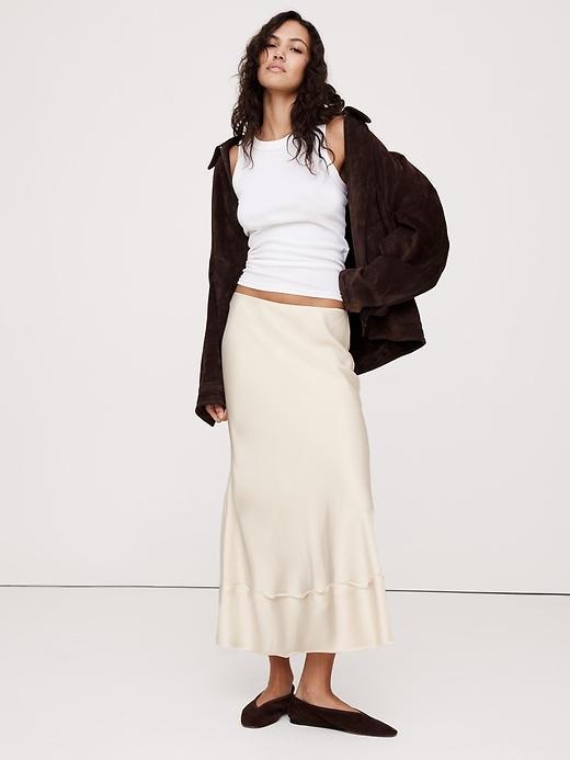 Satin Long Midi Skirt Product Image