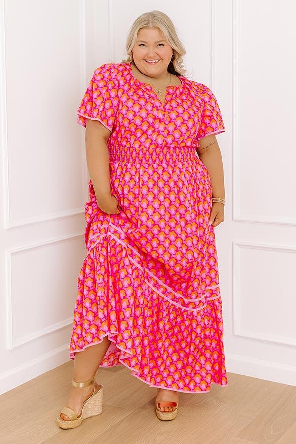 Santorini Bliss Maxi Dress in Pink Curves Product Image