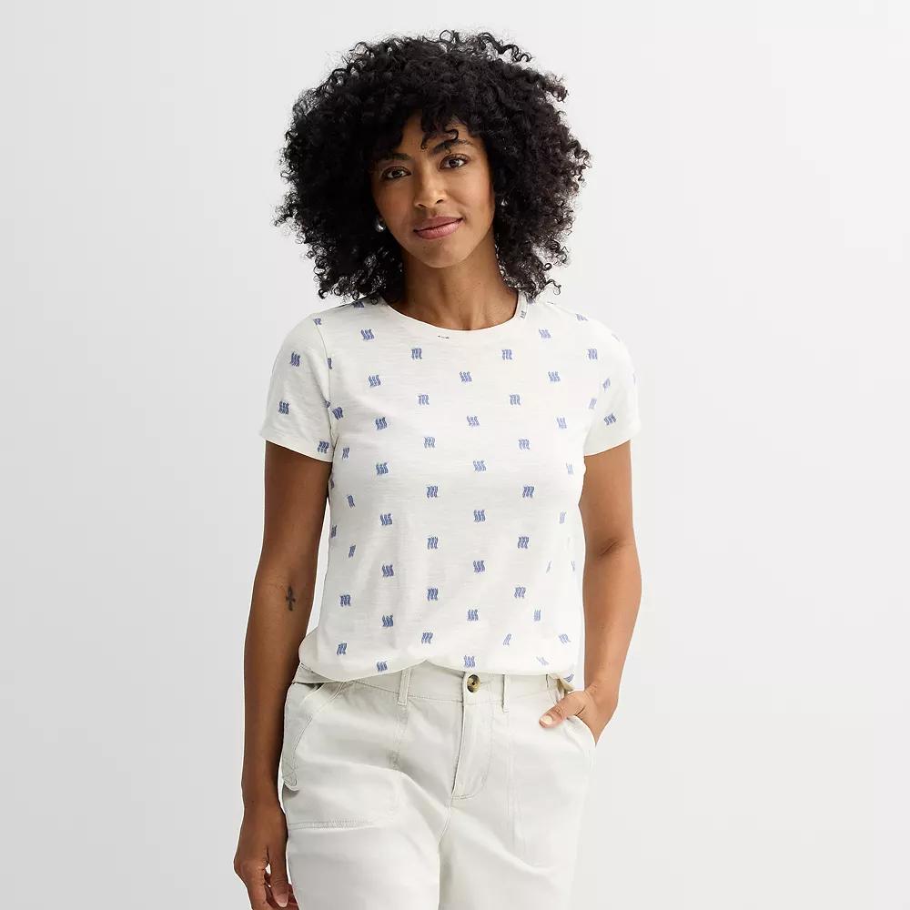 Women's Sonoma Goods For Life® Short-Sleeve Crew Tee, Size: XS, Blue Cream Dye Product Image