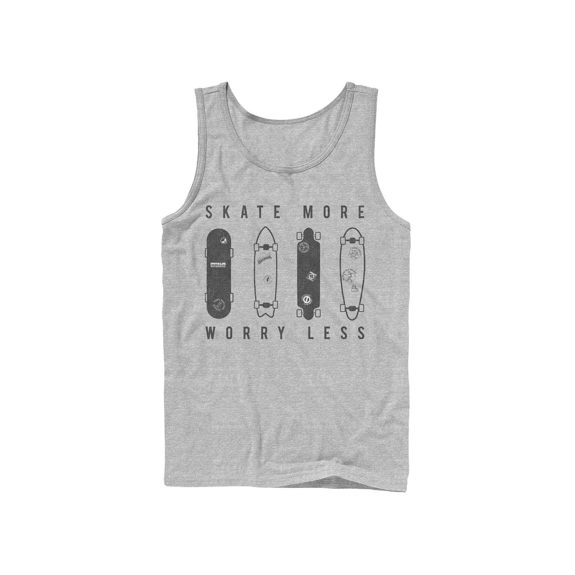 Men's Skate More Worry Less Skateboard Lineup Sketch Tank Top, Size: Large, Athletic Grey Product Image