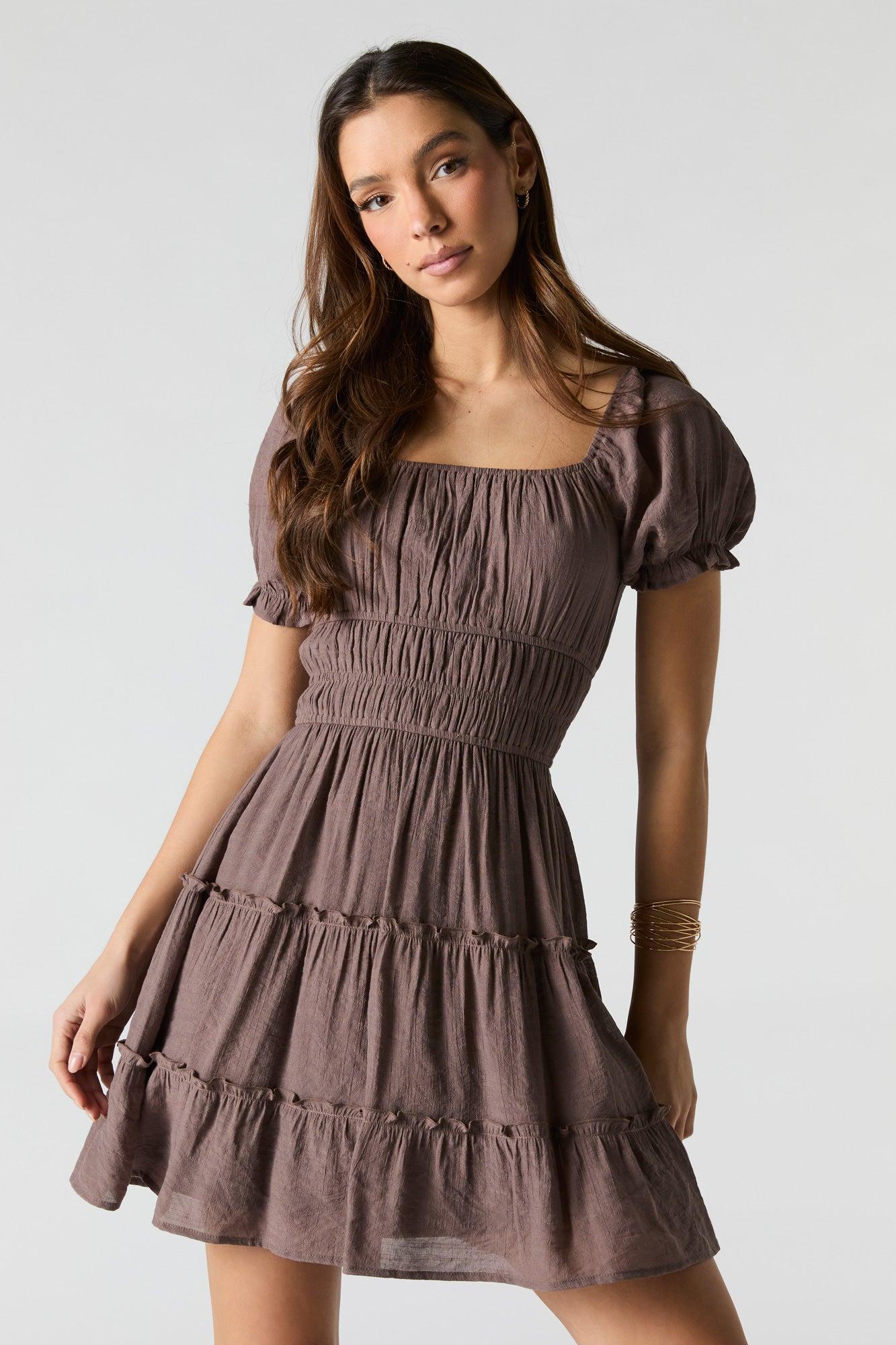 Smocked Tiered Mini Dress Female Product Image