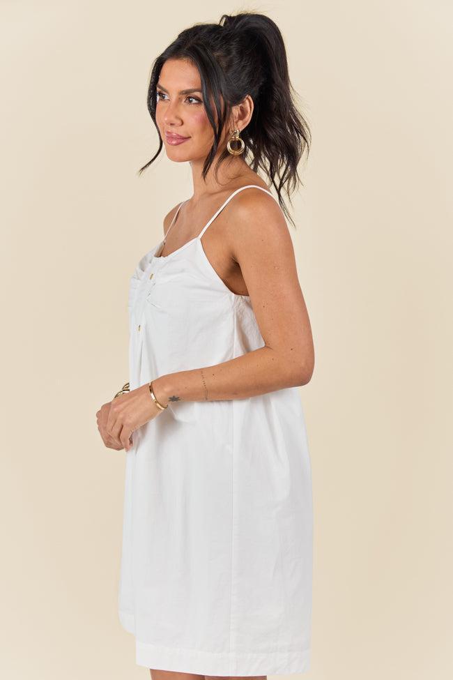 No Looking Back White Button Front Mini Dress FINAL SALE Product Image