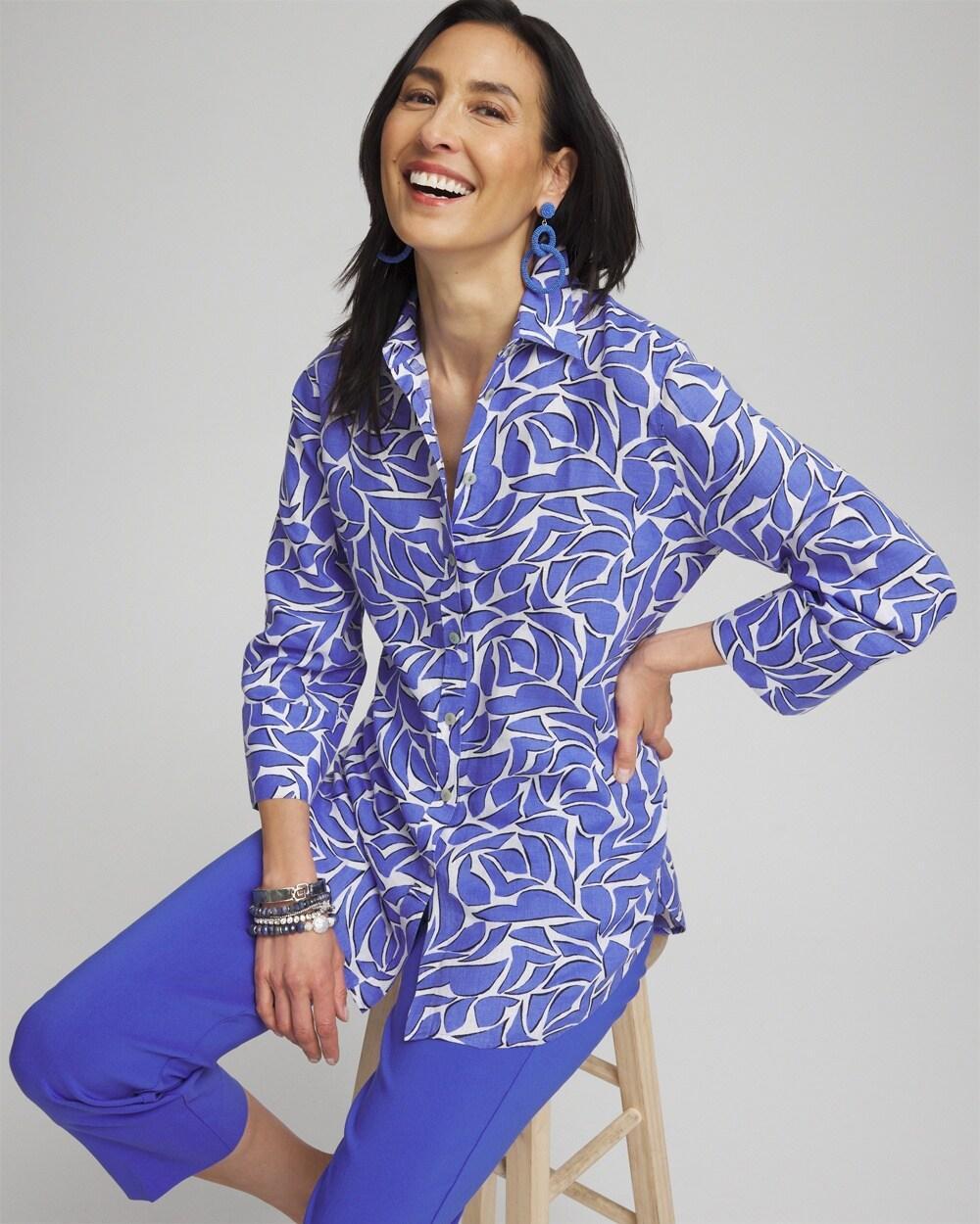 No Iron™ Linen Reef 3/4 Sleeve Shirt Product Image