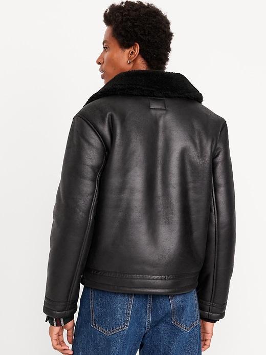 Faux-Leather Aviator Jacket Product Image