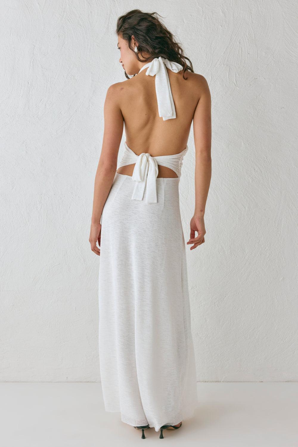 When In Italy Halter Midi Dress White Product Image
