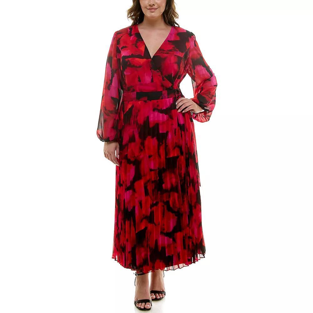 Plus Size Taylor Wrap Chiffon Maxi Dress, Womens Red Red Product Image