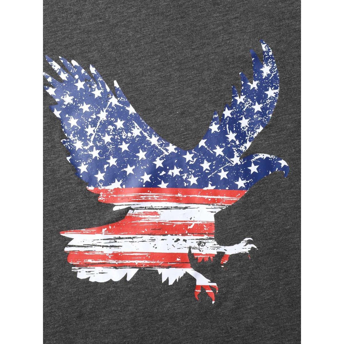 Plus Size Stars and Stripes Curvy Hem Tank Top Women DimGray Non Round Neck Everyday-Casual Tank Tops Camis BloomChic 28/5X Product Image