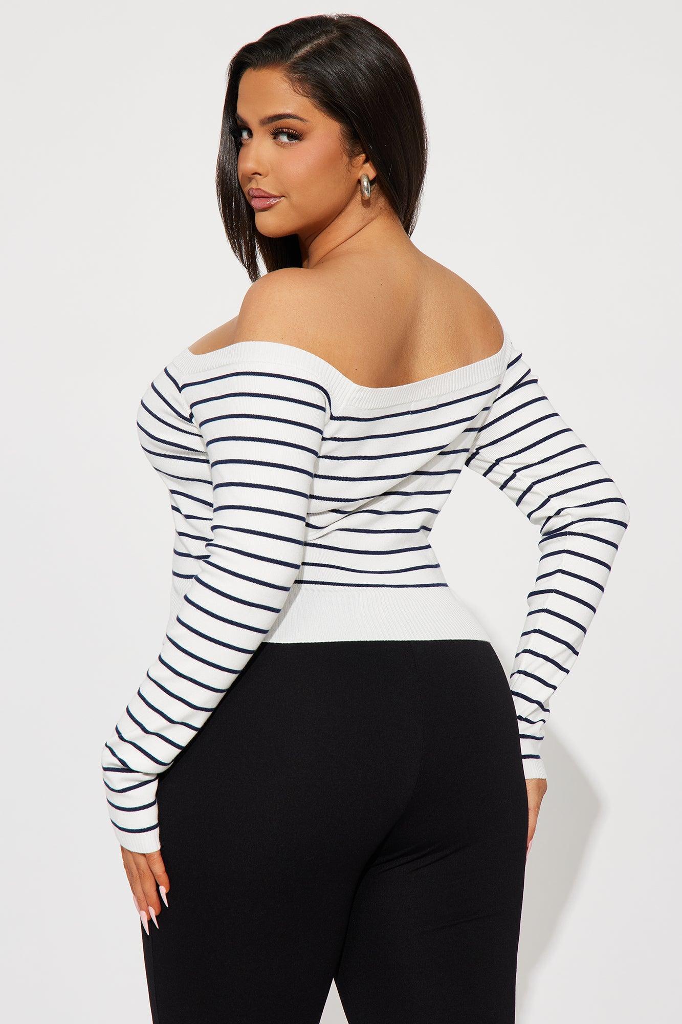 Hamptons Weekend Striped Sweater - White/combo Product Image