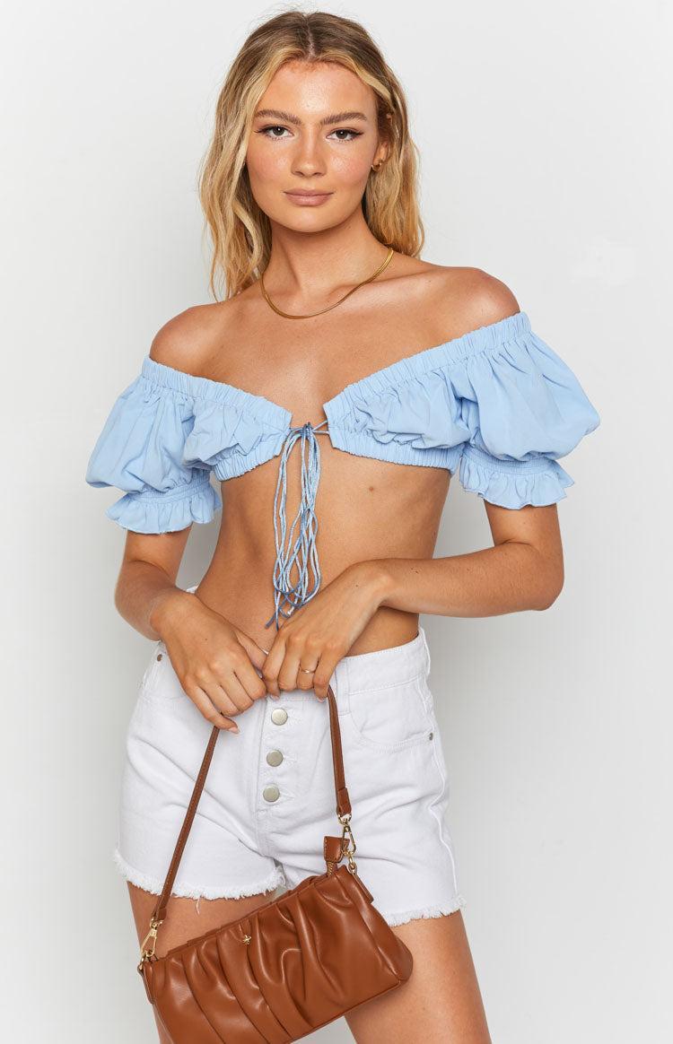 Alannah Crop Top Pastel Blue Product Image
