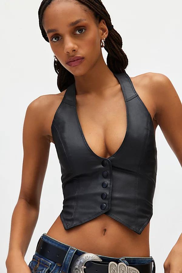 Silence + Noise Esme Cropped Denim Halter Vest Top Jacket, Womens at Urban Outfitters Product Image