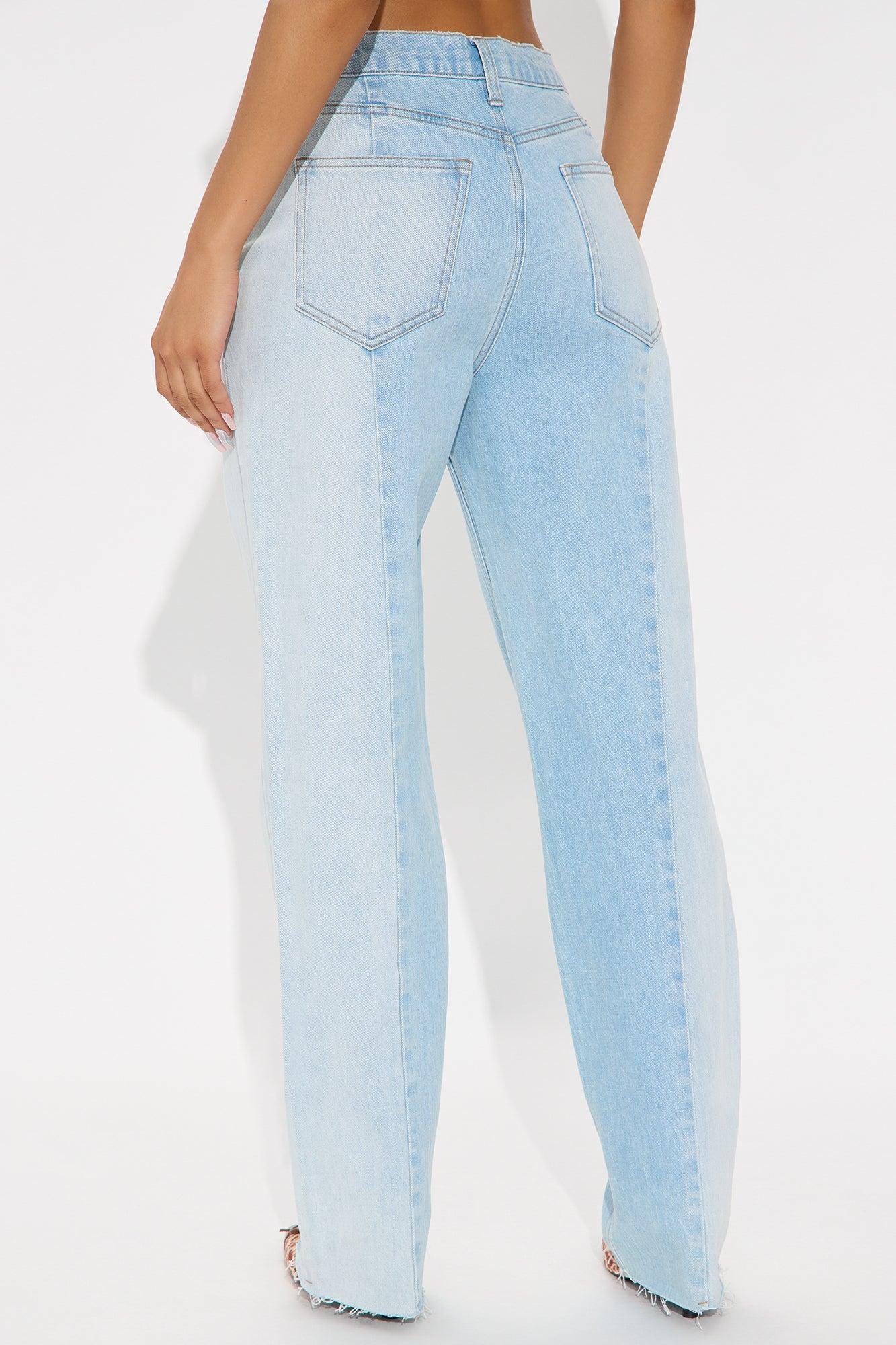 Andi Two Tone Straight Leg Jeans - Light Wash Product Image