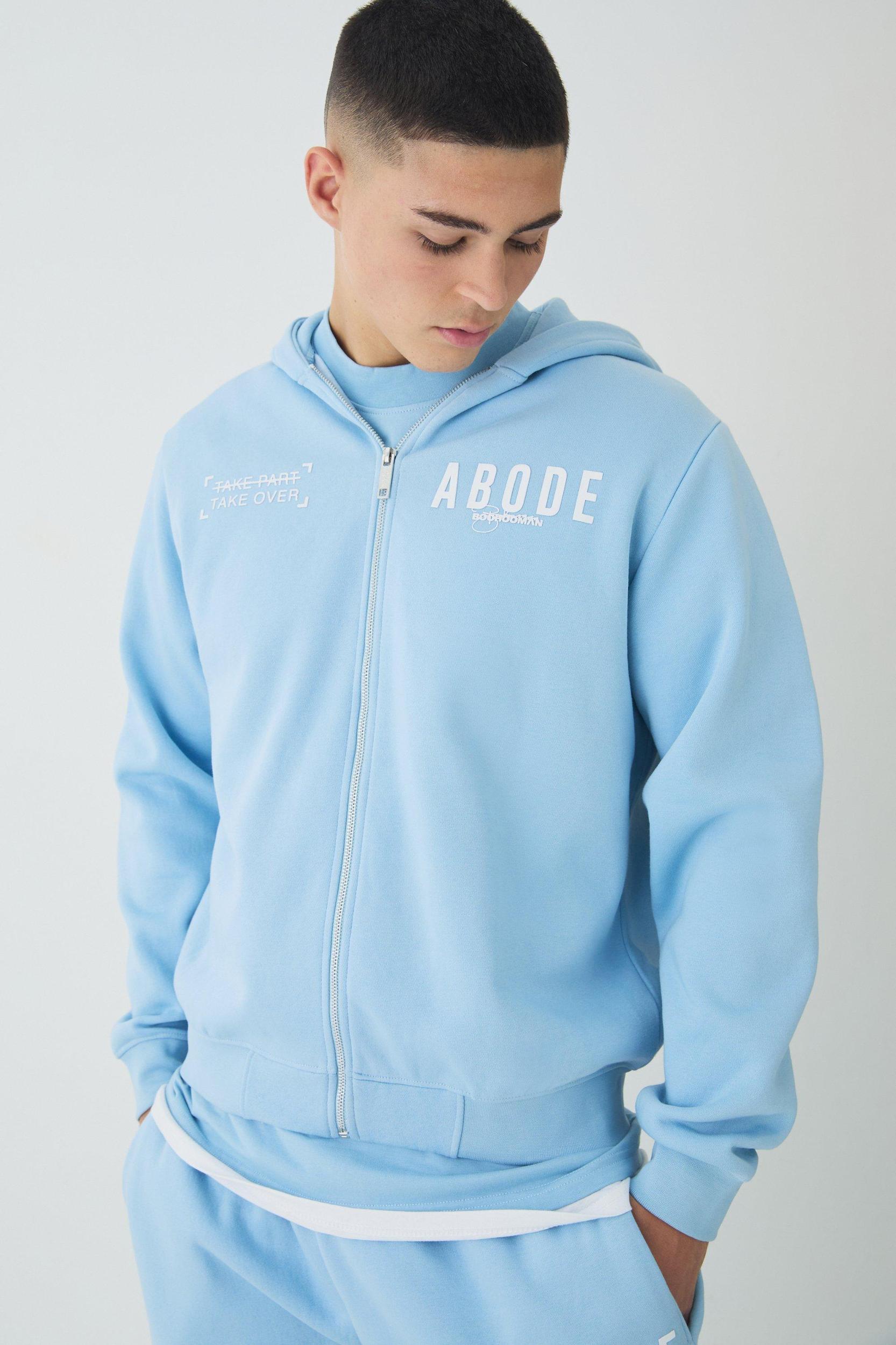 Mens Regular Fit Zip Through Abode Hoodie - Red Product Image