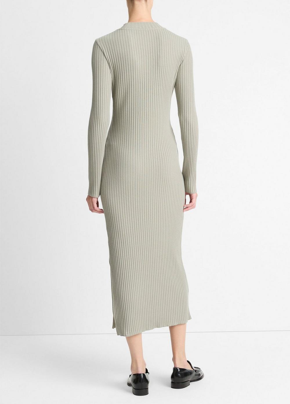 Womens Rib-Knit Crewneck Midi-Dress Product Image