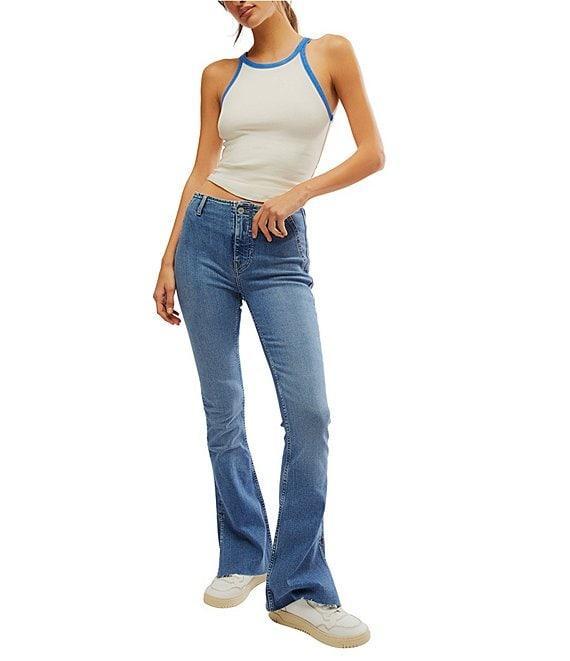Free People We The Free Level Up Slit Mid Rise Slim Flare Jeans Product Image