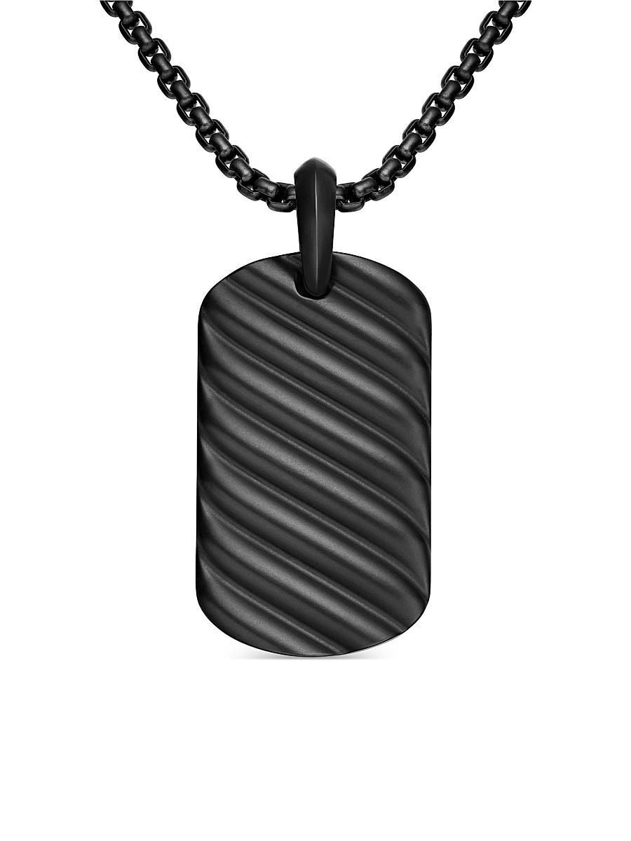 David Yurman Mens Sculpted Cable Tag in Black Titanium, 35mm Product Image