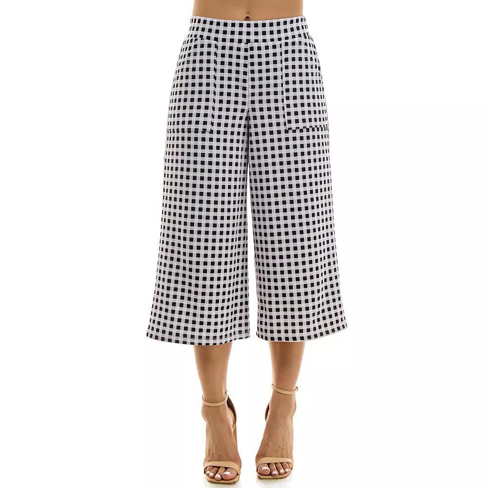 Women's Nina Leonard Gingham Coulotte Pants, Size: Small, Robins Egg White Product Image