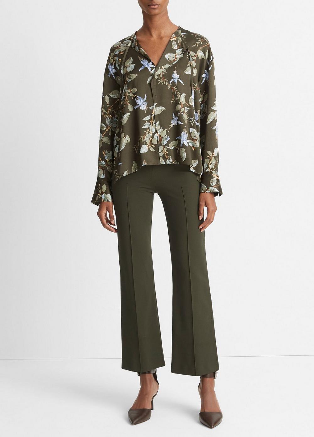 Bellflower Silk Draped Tie-Neck Blouse Product Image