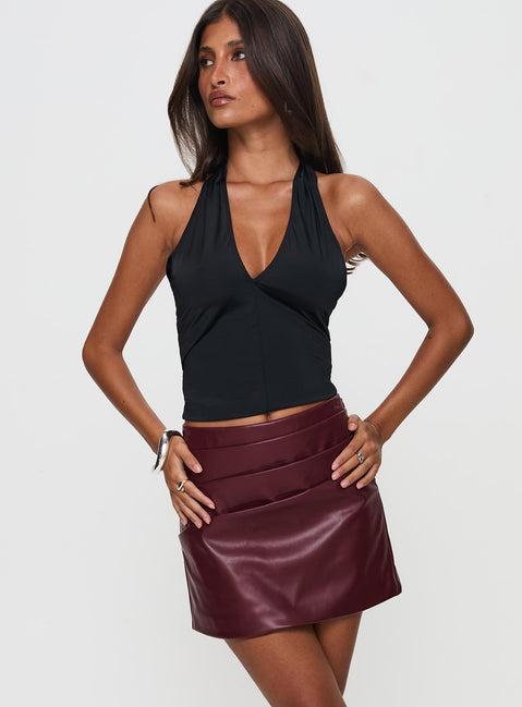 Kalilah Faux Leather Mini Skirt Red Product Image