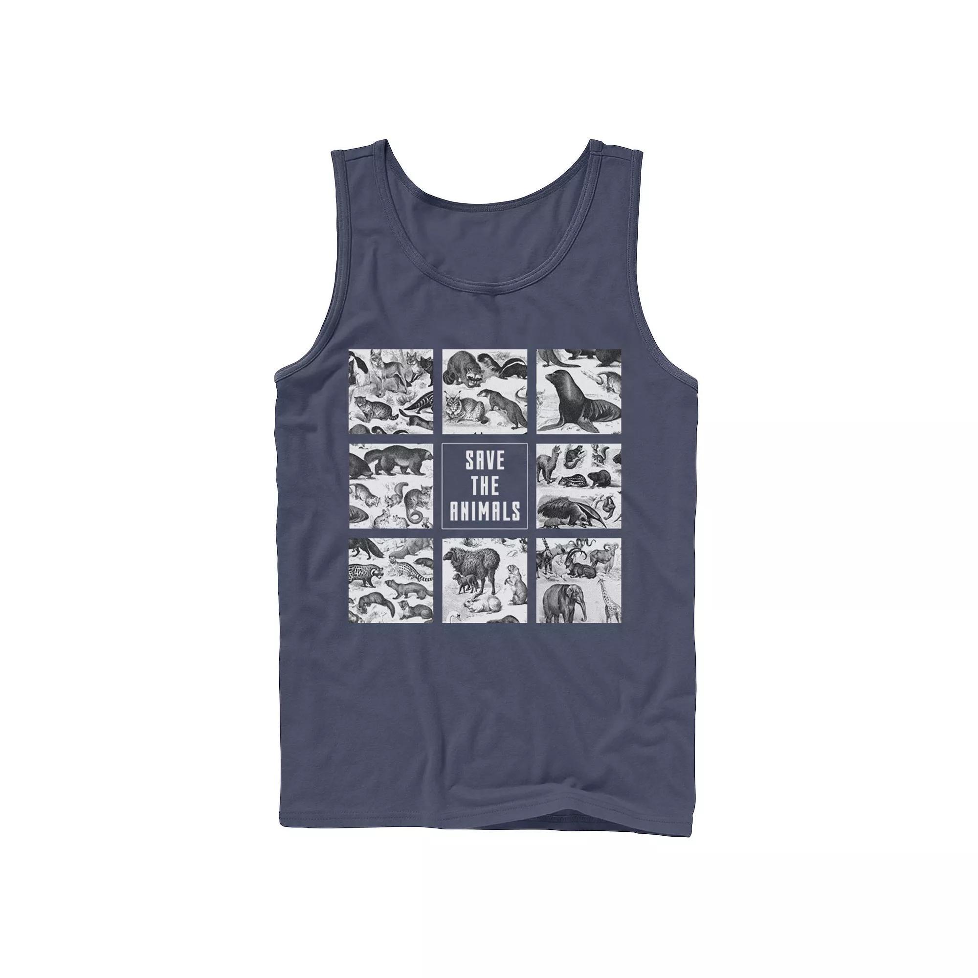 Men's Earth Day Save The Animals Box Up Tank Top, Size: Small, Blue Product Image