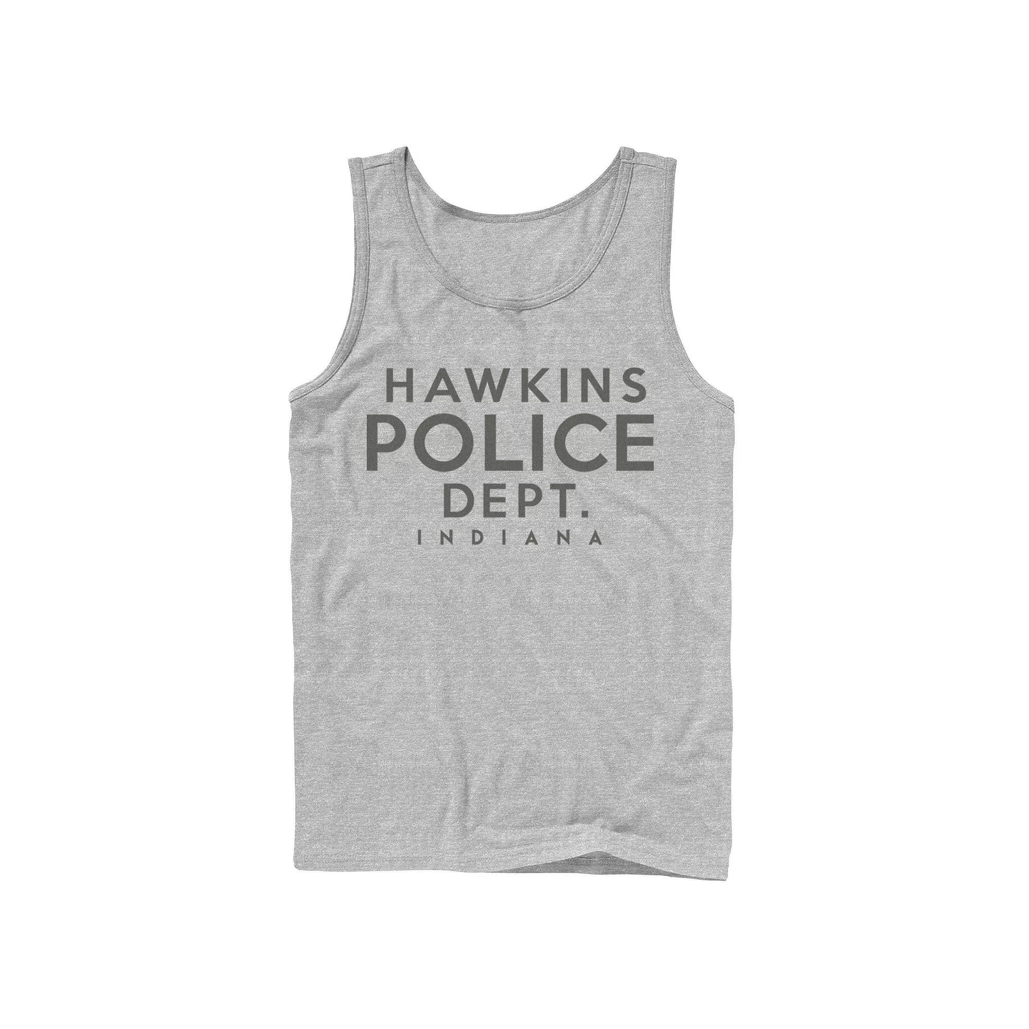 Mens Stranger Things Hawkins Police Dept. Indiana Tank Top Athletic Grey Product Image