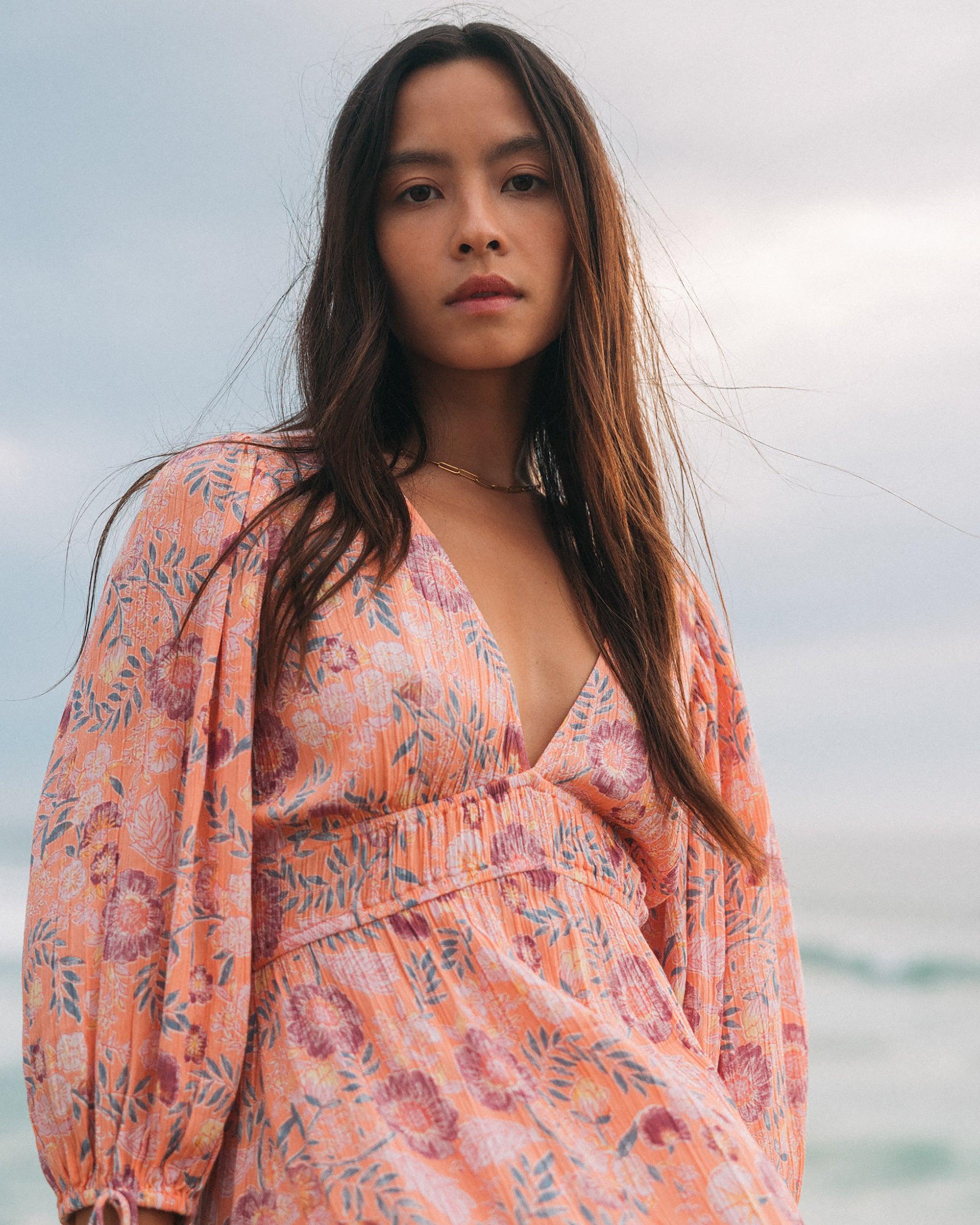 Paradise Sky Midi Dress - Peach Paradise Female Product Image