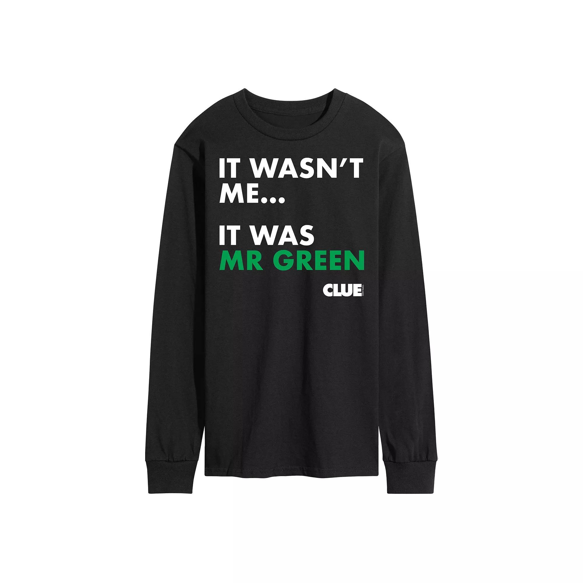 Mens Clue It Was Mr Green Long Sleeve Graphic Tee by Hasbro Product Image