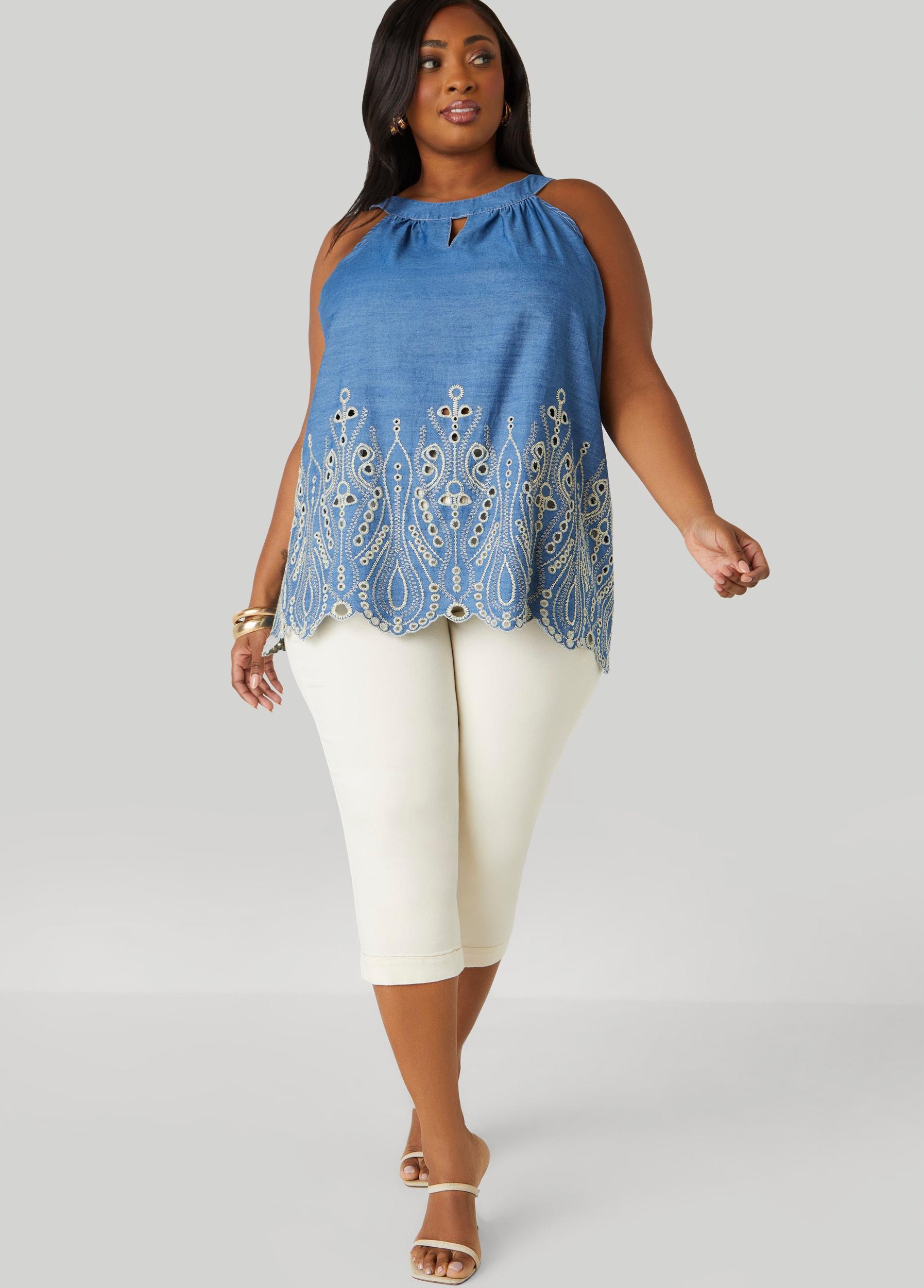 Eyelet Chambray Swing Top Product Image