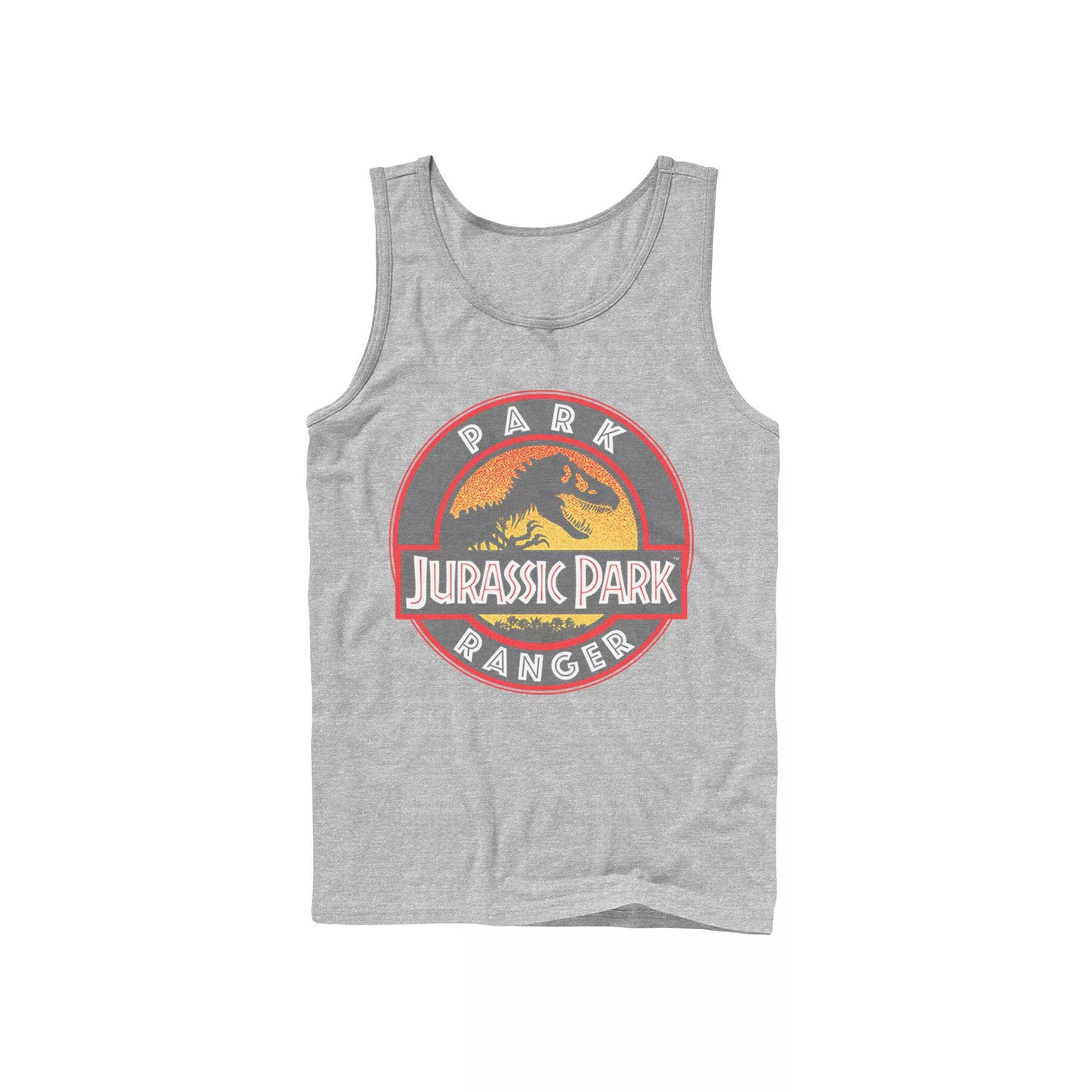 Mens Jurassic Park Ranger Danger Orange Gradient Icon Graphic Tank Top Athletic Grey Product Image