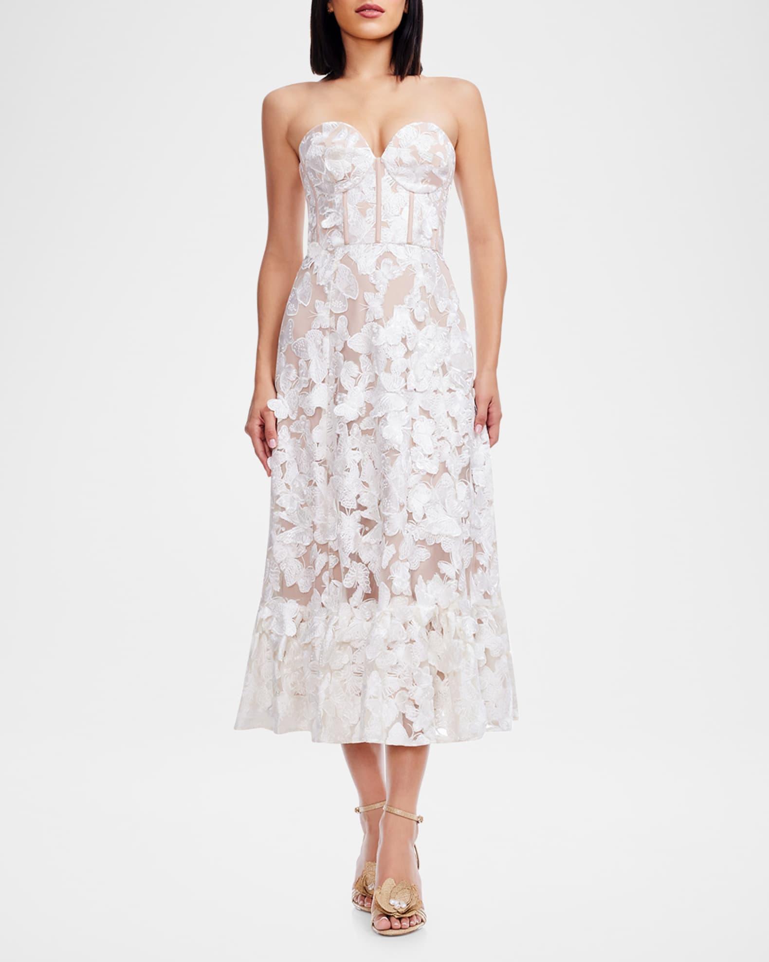 Lauren Butterfly-Embroidered Corset Midi Dress Product Image