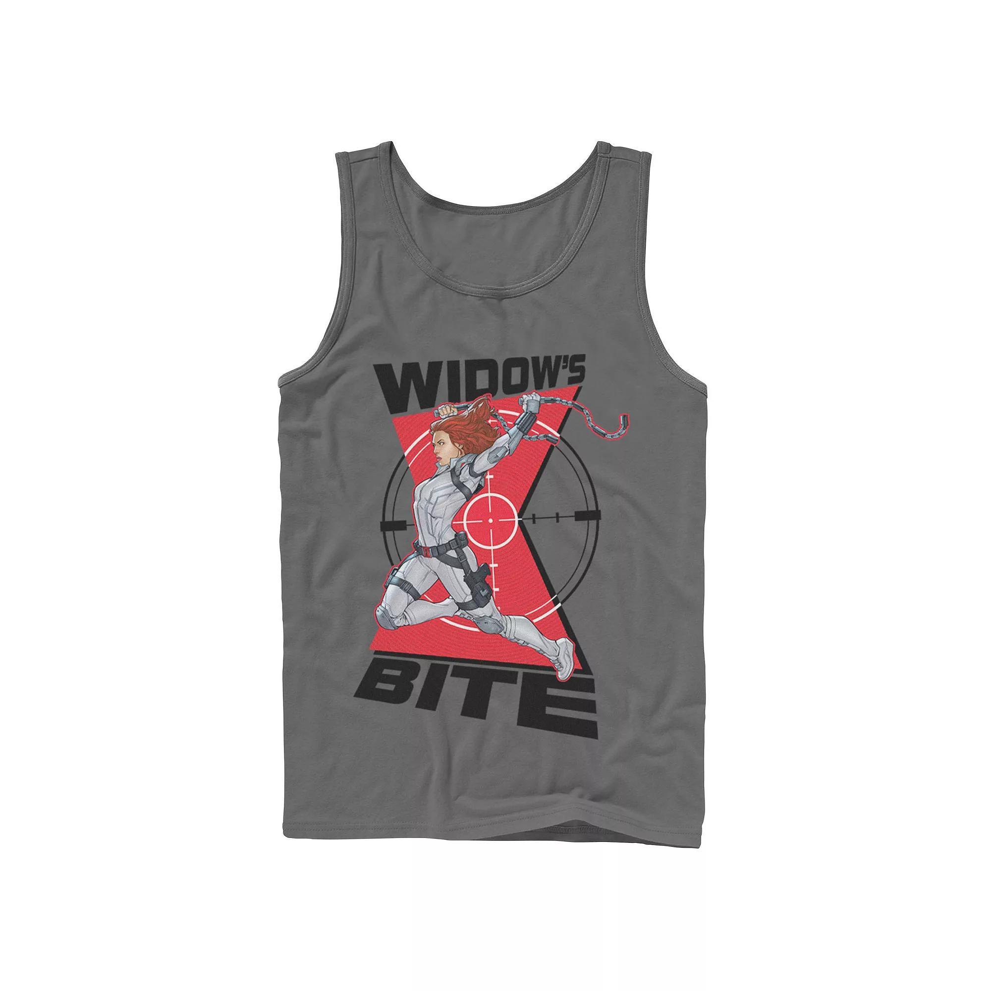 Mens Marvel Black Widow Animated Action Pose Tank Top Grey Product Image