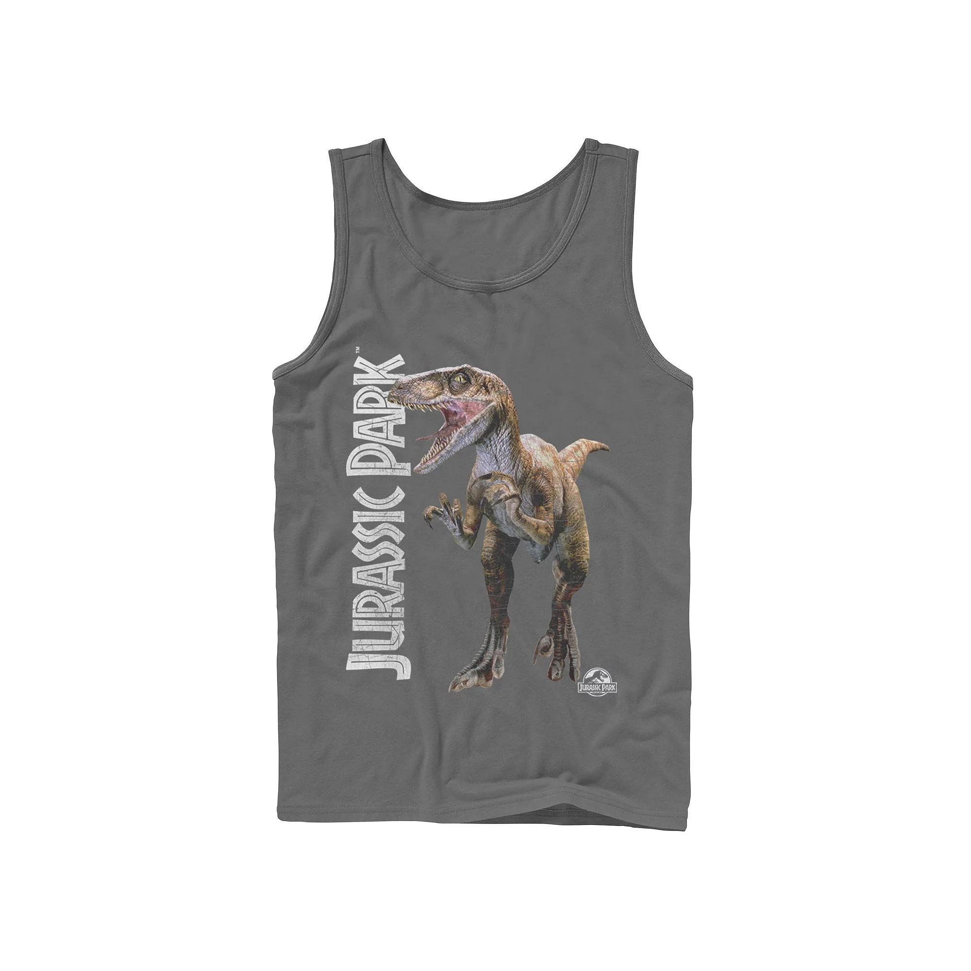 Mens Jurassic Park Velociraptor Full Body Tank Top Grey Product Image