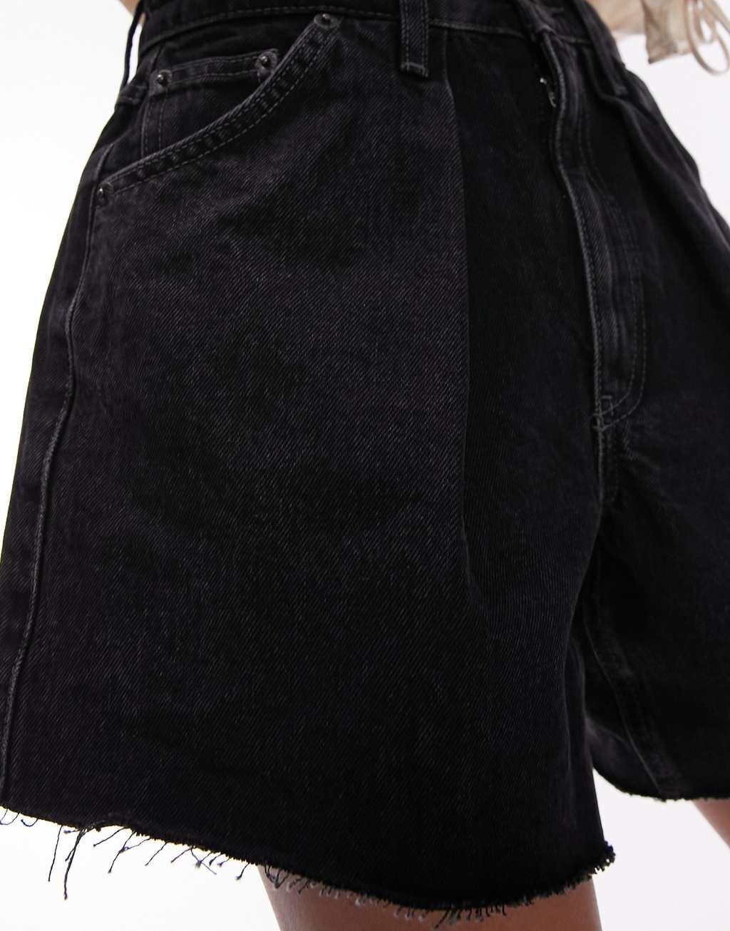 Topshop denim pleat shorts Product Image