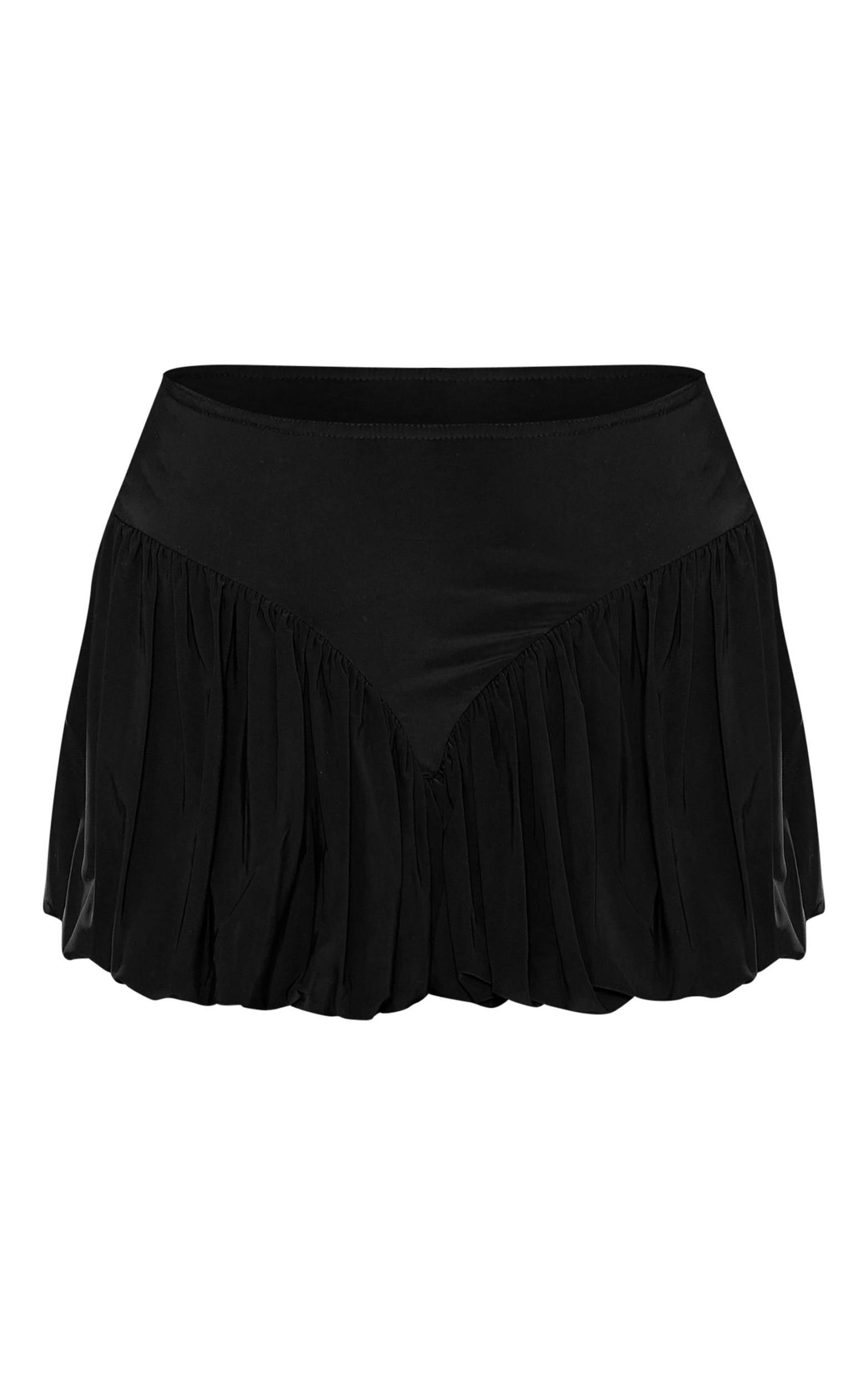 Black Slinky Puffball Mini Skirt Product Image
