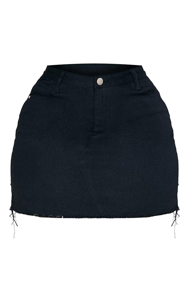 Plus Basic Black Denim Skirt Product Image