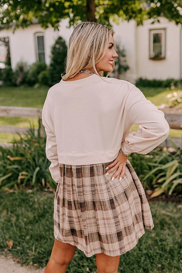 Fall Festivities Plaid Mini Dress in French Vanilla Product Image