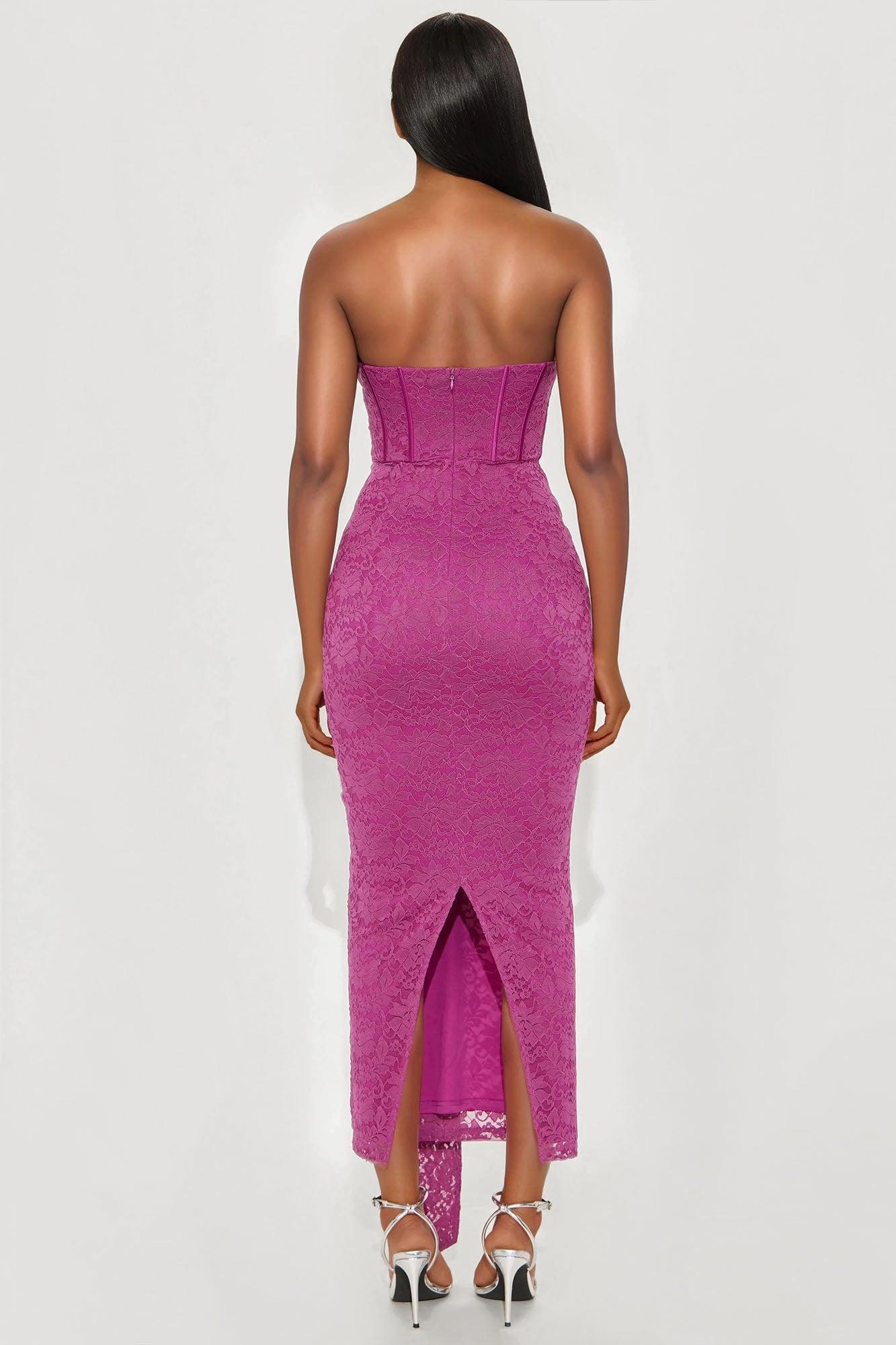 Untouchable Lace Maxi Dress - Magenta Product Image