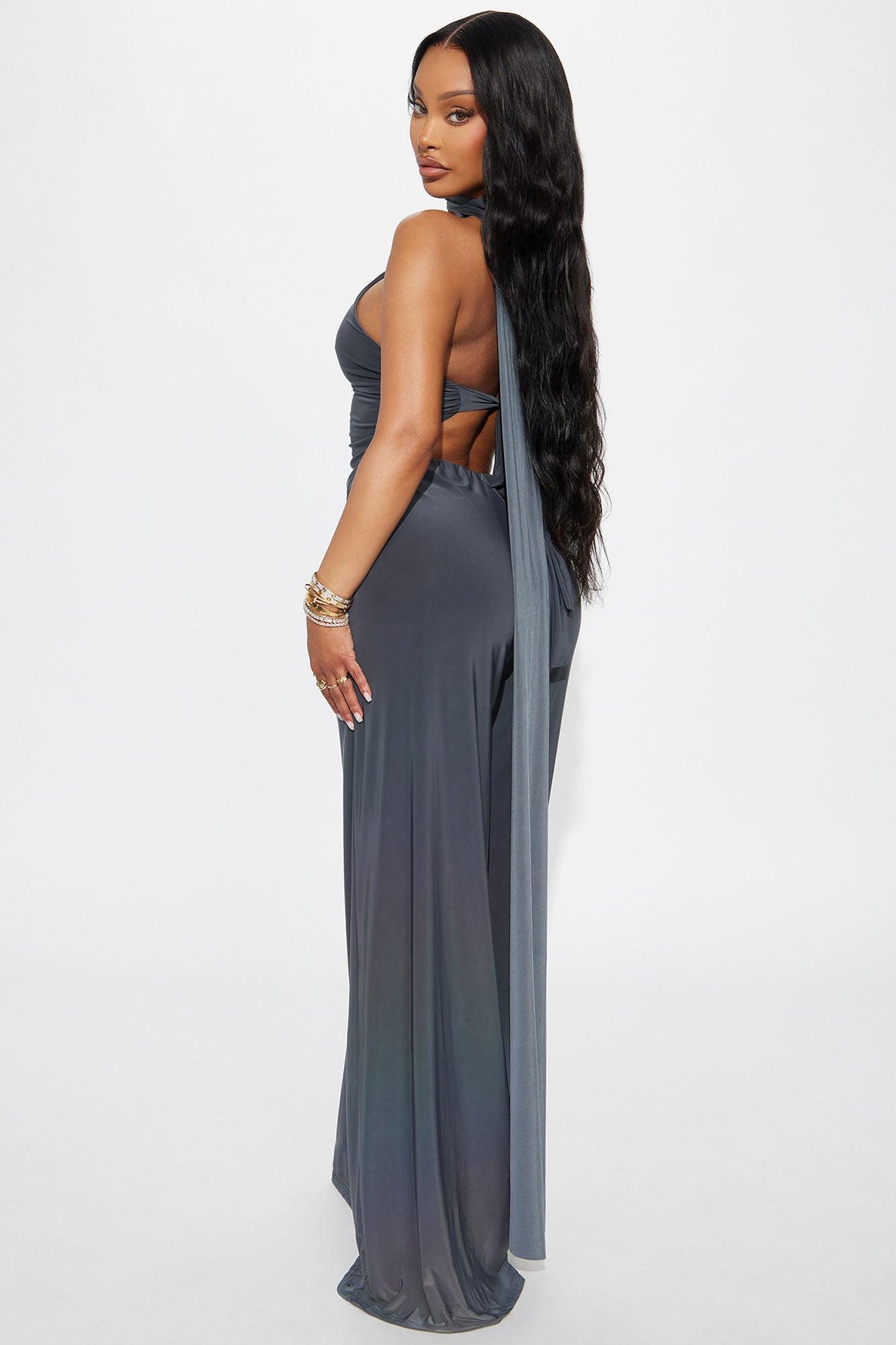 Paulina Backless Wide Leg Pant Set - Charcoal Product Image