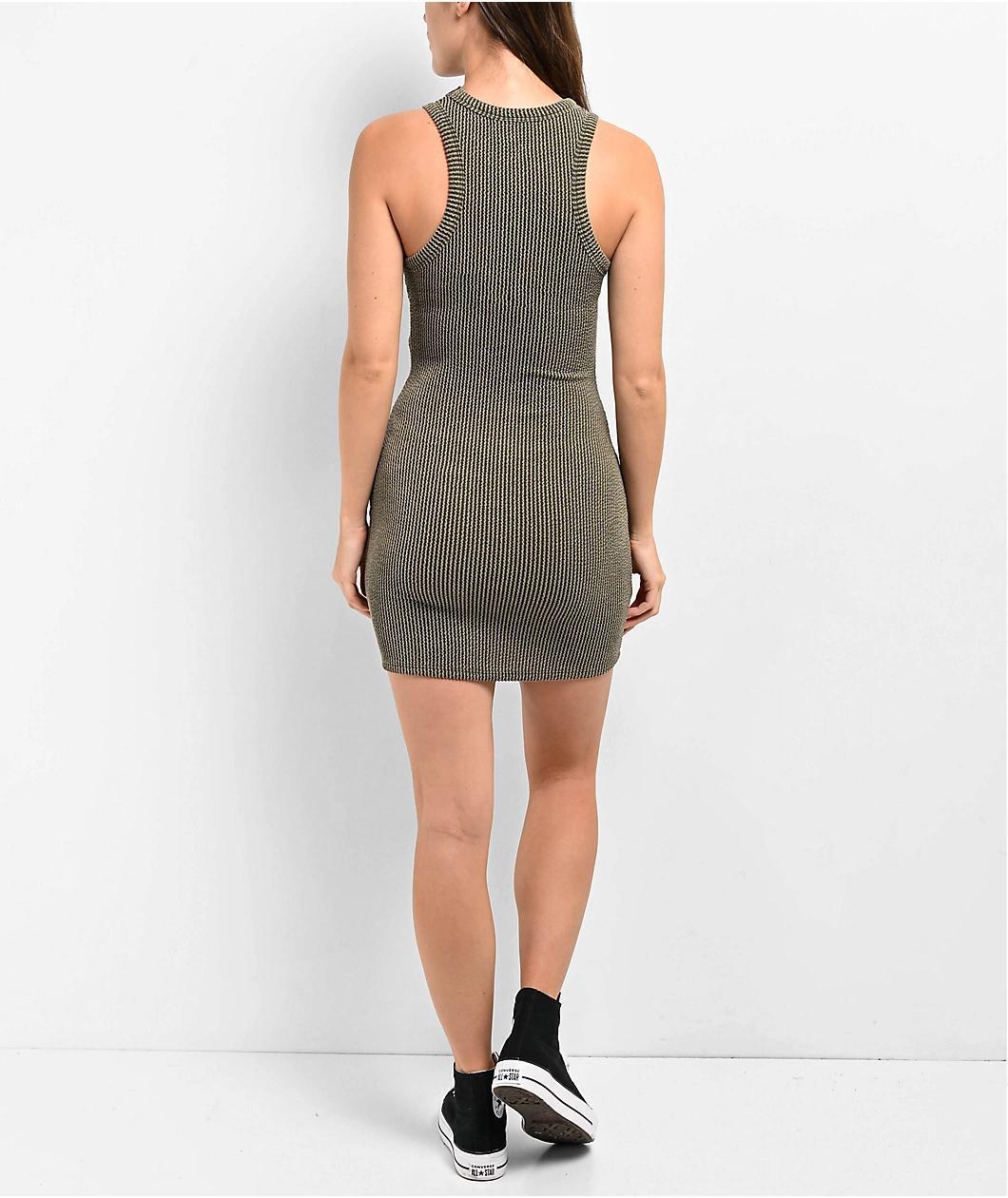 Spicychix Olive Ribbed Bodycon Dress Product Image