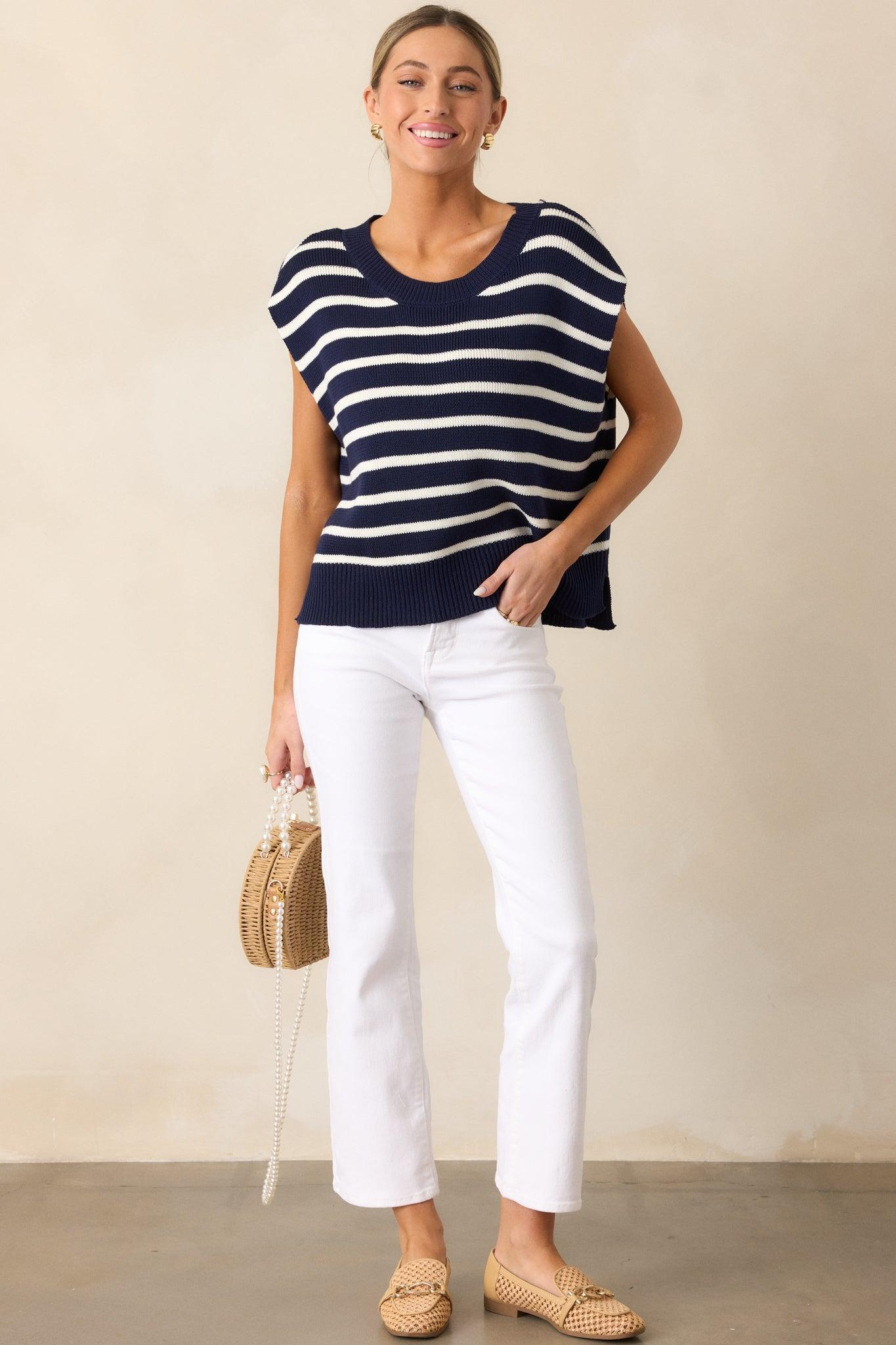 Over You Again White High Waisted Straight Leg Jeans Product Image
