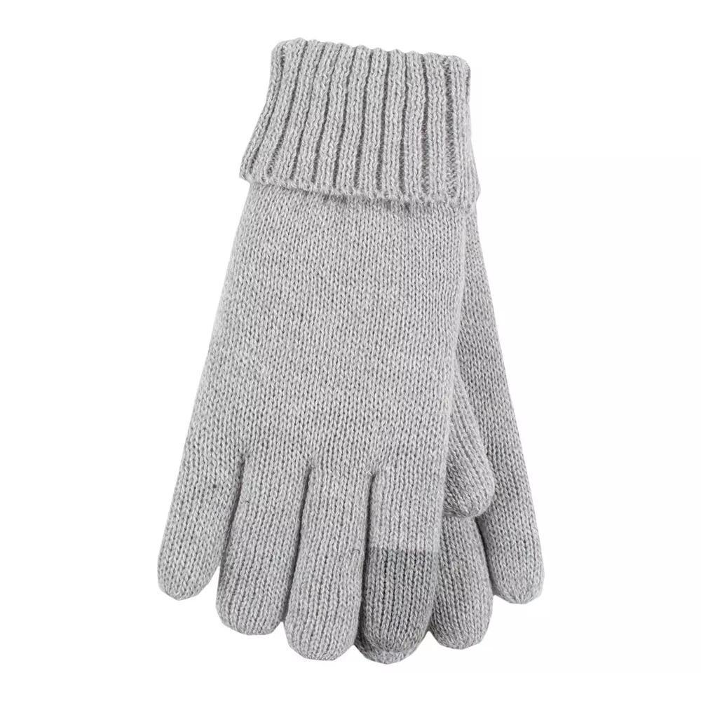Women's Heat Holders Heatweaver Flat Knit Touchscreen Gloves, Size: Large-XL, Cloud Gray Product Image