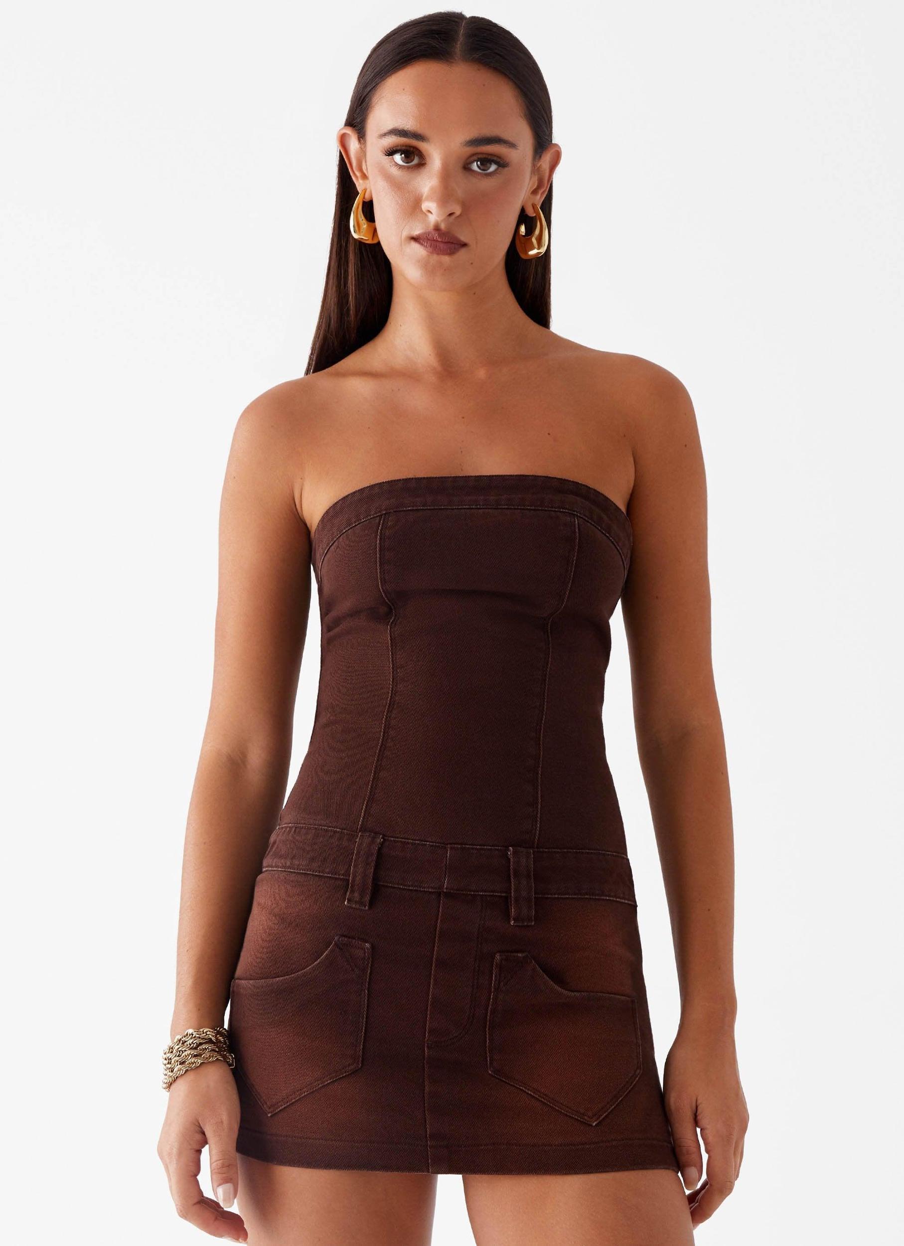 Heading South Mini Dress - Brown Product Image